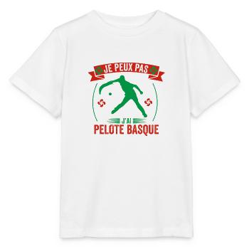 je peux pas j'ai Pelote basque , cadeau drôle - T-shirt bio MINI CREATOR Stanley/Stella Enfant - blanc - Devant - Maike (125cm)