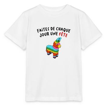 Faites de chaque jour une fête - T-shirt bio MINI CREATOR Stanley/Stella Enfant - blanc - Devant - Maike (125cm)