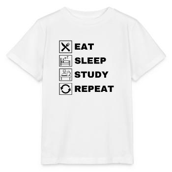 Eat Sleep Study Repeat - Stanley/Stella Kinder T-Shirt MINI CREATOR  - Weiß - Vorne - Maike (125cm)