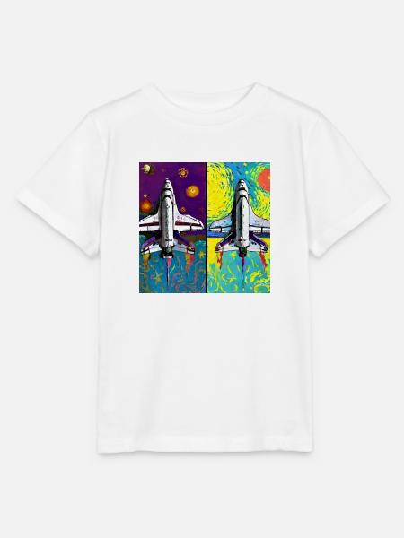 Space Shuttle Van Gogh - Stanley/Stella Kinder T-Shirt MINI CREATOR - Weiß