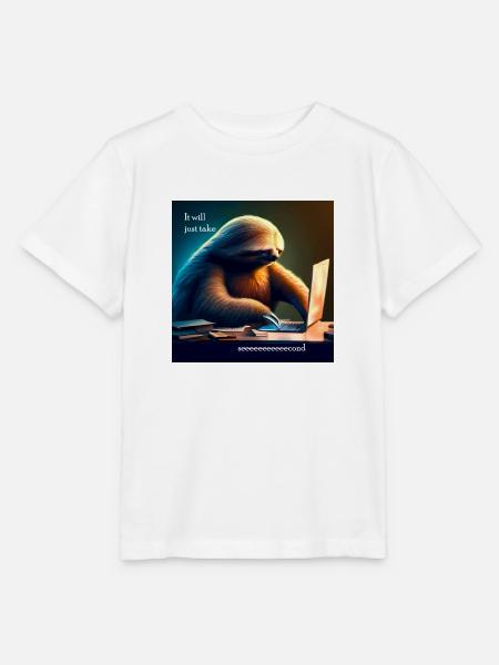 Sloth working in IT - Stanley/Stella Kinder T-Shirt MINI CREATOR - Weiß
