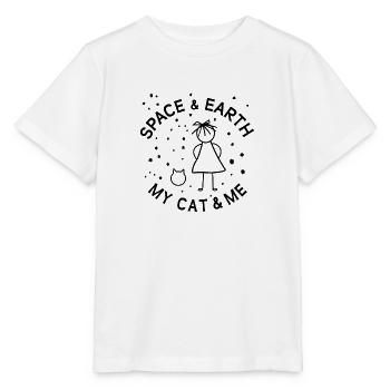 My cat and I dreaming - Stanley/Stella MINI CREATOR Kids’ T-Shirt - white - Front - Maike (125cm)