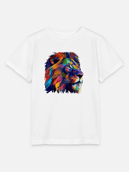 Löwenkopf Ölgemälde Geschenk - Stanley/Stella Kinder T-Shirt MINI CREATOR - Weiß