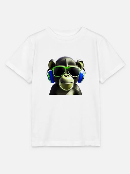 Cooler Affe mit Sonnenbrille - Stanley/Stella Kinder T-Shirt MINI CREATOR - Weiß