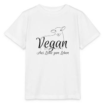 Vegan-aus Liebe zum Leben/Schaf - Stanley/Stella Kinder T-Shirt MINI CREATOR  - Weiß - Vorne - Maike (125cm)