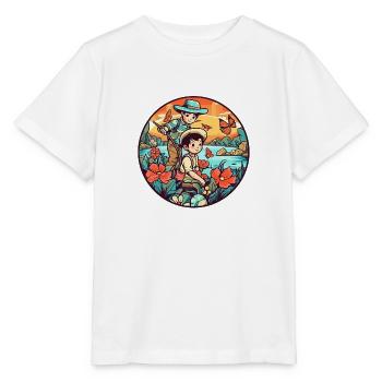Père et fils pêchant le jour de la fête des pères - T-shirt bio MINI CREATOR Stanley/Stella Enfant - blanc - Devant - Maike (125cm)