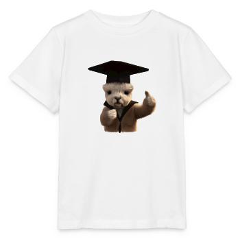 Licence Certificat de fin d’études Diplômé Alpaga - T-shirt bio MINI CREATOR Stanley/Stella Enfant - blanc - Devant - Maike (125cm)