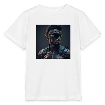 Future Cyberpunkt Warrior - Stanley/Stella Kinder T-Shirt MINI CREATOR  - Weiß - Vorne - Maike (125cm)