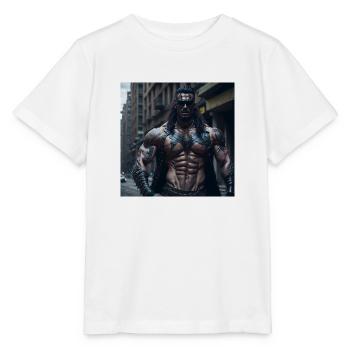 Future Cyberpunkt Warrior - Stanley/Stella Kinder T-Shirt MINI CREATOR  - Weiß - Vorne - Maike (125cm)