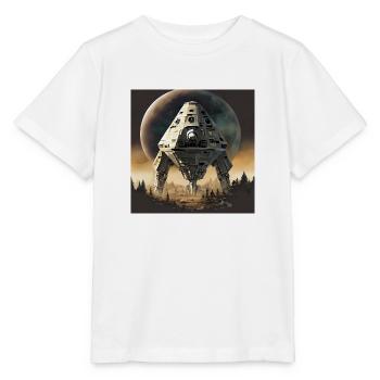 Futuristic space ship landing in forest - Stanley/Stella MINI CREATOR Kids’ T-Shirt - white - Front - Maike (125cm)