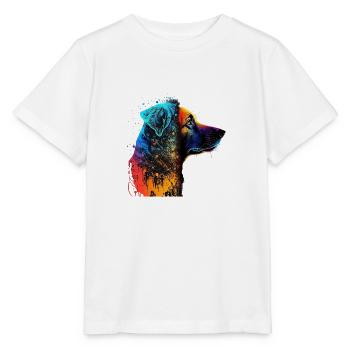 Chien dans une émeute de couleurs / Chien multicolore - T-shirt bio MINI CREATOR Stanley/Stella Enfant - blanc - Devant - Maike (125cm)