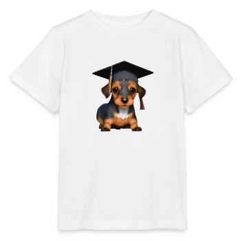 Baccalauréat Certificat de fin d’études pour chiens teckels - T-shirt bio MINI CREATOR Stanley/Stella Enfant - blanc - Devant - Maike (125cm)
