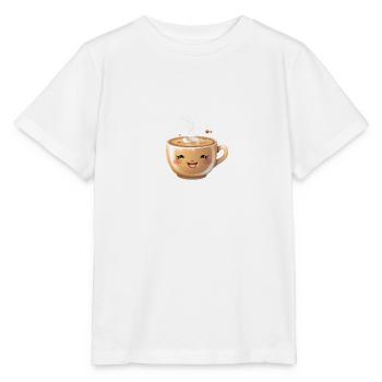 Realistic café mug with face - Stanley/Stella MINI CREATOR Kids’ T-Shirt - white - Front - Maike (125cm)