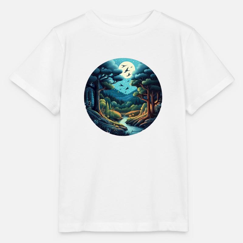 Forêt la nuit - T-shirt bio MINI CREATOR Stanley/Stella Enfant - blanc