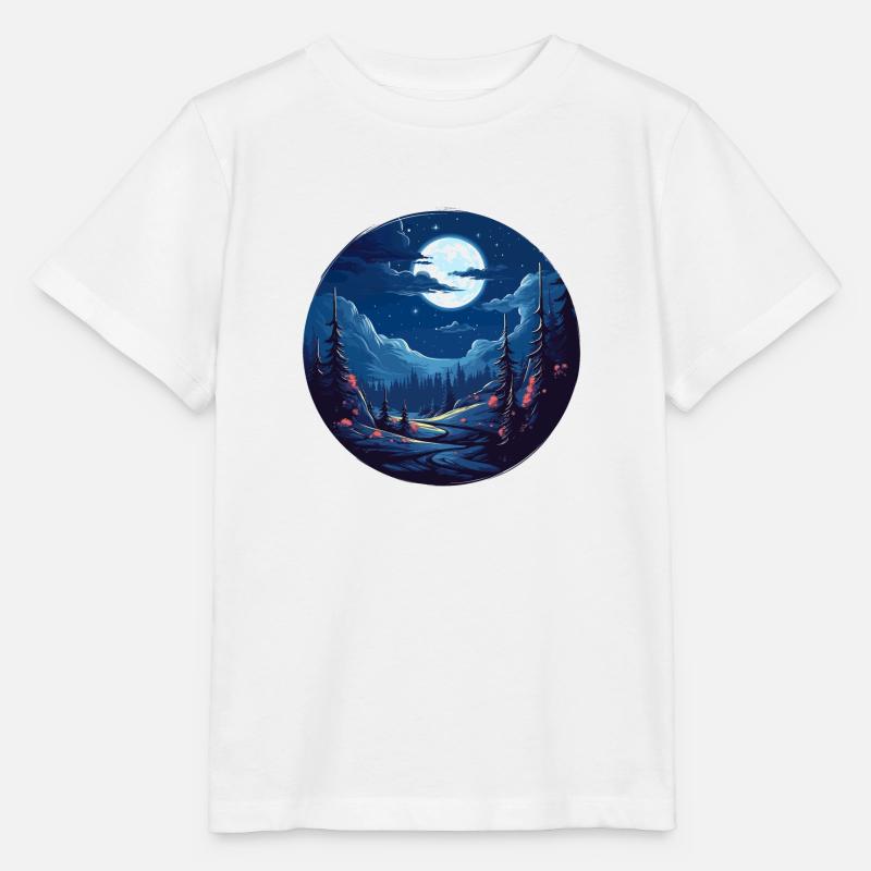 Paysage forestier la nuit - T-shirt bio MINI CREATOR Stanley/Stella Enfant - blanc