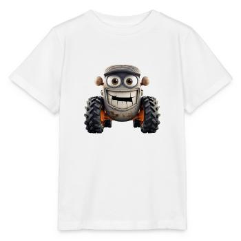 Tractor with funny face - Stanley/Stella MINI CREATOR Kids’ T-Shirt - white - Front - Maike (125cm)