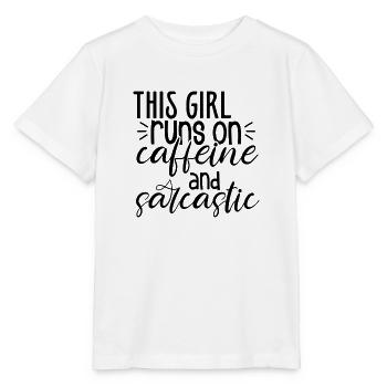 This Girl Runs On Caffeine And Sarcastic - Stanley/Stella MINI CREATOR Kids’ T-Shirt - white - Front - Maike (125cm)