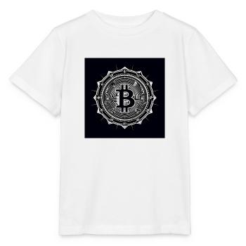 Logo bitcoin noir blanc moderne - T-shirt bio MINI CREATOR Stanley/Stella Enfant - blanc - Devant - Maike (125cm)