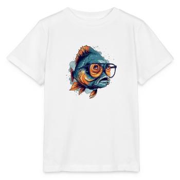 Blop le poisson à lunettes - T-shirt bio MINI CREATOR Stanley/Stella Enfant - blanc - Devant - Maike (125cm)
