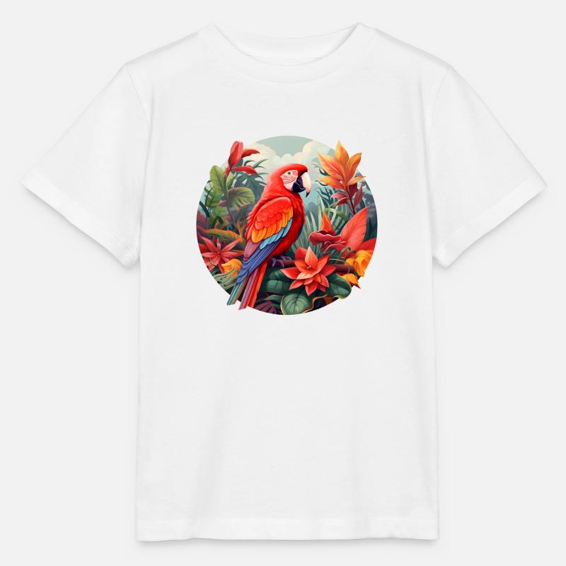Hellroter Ara - Stanley/Stella Kinder T-Shirt MINI CREATOR  - Weiß