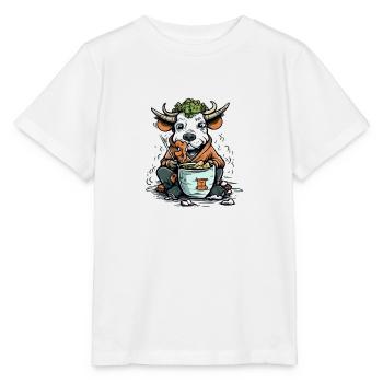 Kiko le taureau gourmand - T-shirt bio MINI CREATOR Stanley/Stella Enfant - blanc - Devant - Maike (125cm)