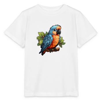 Parrot on a branch in comic book style - Stanley/Stella MINI CREATOR Kids’ T-Shirt - white - Front - Maike (125cm)