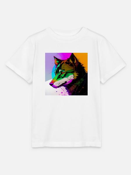 Ein bunter Wolf - Stanley/Stella Kinder T-Shirt MINI CREATOR - Weiß