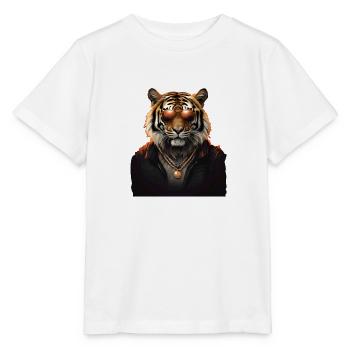 cool tiger with sunglasses and necklace - Stanley/Stella MINI CREATOR Kids’ T-Shirt - white - Front - Maike (125cm)