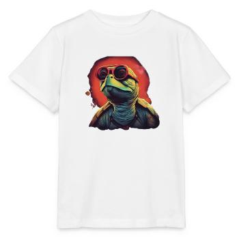 Tortue d’eau fraîche avec des lunettes de soleil - T-shirt bio MINI CREATOR Stanley/Stella Enfant - blanc - Devant - Maike (125cm)