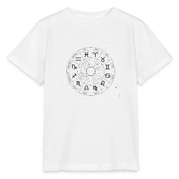 Schwarzes Tierkreiszeichen mit Sternen - Stanley/Stella Kinder T-Shirt MINI CREATOR  - Weiß - Vorne - Maike (125cm)