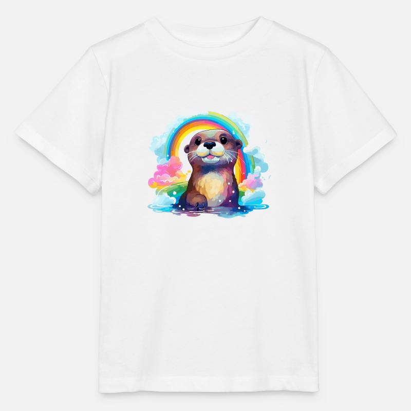 der Otter im Regenbogen - Stanley/Stella Kinder T-Shirt MINI CREATOR - Weiß