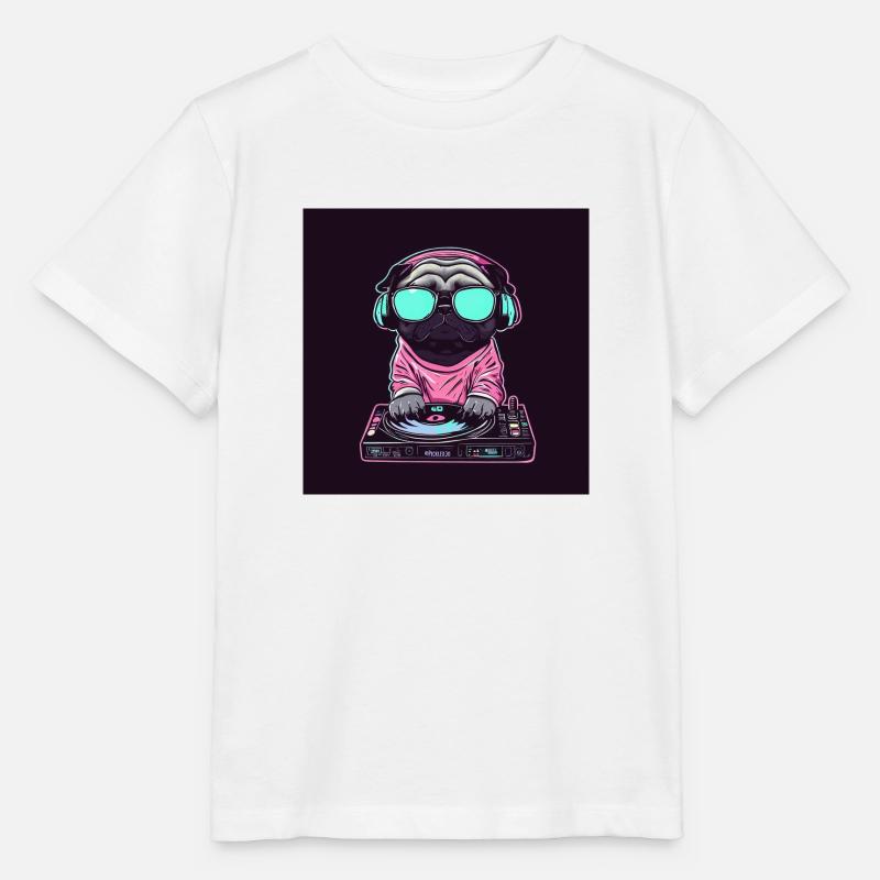 Mops DJ - Stanley/Stella Kinder T-Shirt MINI CREATOR - Weiß