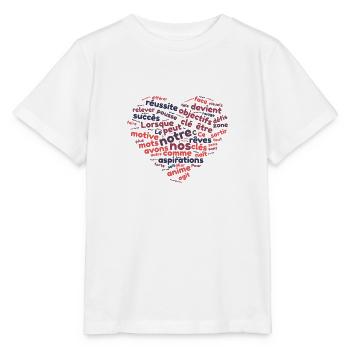 Nuage de mot motivation - T-shirt bio MINI CREATOR Stanley/Stella Enfant - blanc - Devant - Maike (125cm)