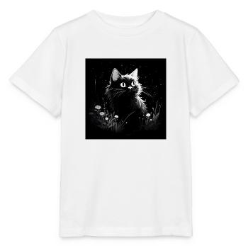 Schwarz-weiße Katze - Stanley/Stella Kinder T-Shirt MINI CREATOR  - Weiß - Vorne - Maike (125cm)