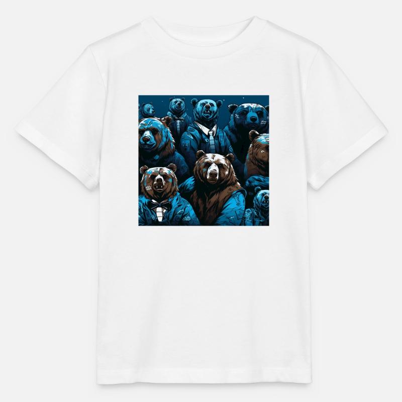 Pattern d'ours style néon fluo - T-shirt bio MINI CREATOR Stanley/Stella Enfant - blanc