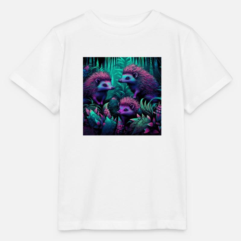 Hérissons style néon fluo - T-shirt bio MINI CREATOR Stanley/Stella Enfant - blanc