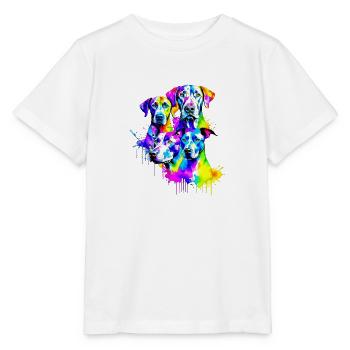 Hunde in den Farben des Regenbogens - Stanley/Stella Kinder T-Shirt MINI CREATOR  - Weiß - Vorne - Maike (125cm)
