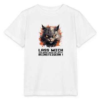 Katze mit Bösem Blick - Lass mich da reinsteigern - Stanley/Stella Kinder T-Shirt MINI CREATOR  - Weiß - Vorne - Maike (125cm)