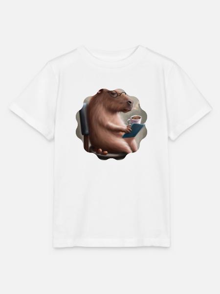 Capybara Kaffeepause - Stanley/Stella Kinder T-Shirt MINI CREATOR  - Weiß
