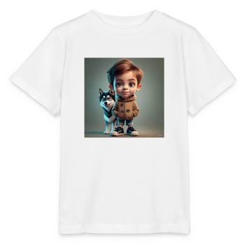 Junge mit Hund - Stanley/Stella Kinder T-Shirt MINI CREATOR  - Weiß - Vorne - Maike (125cm)