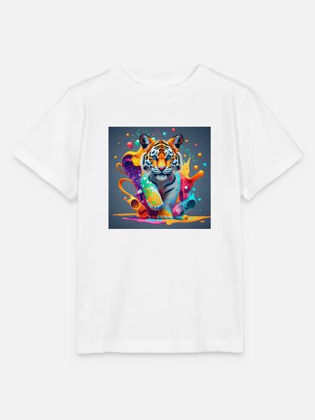 bunter Löwe - Stanley/Stella Kinder T-Shirt MINI CREATOR  - Weiß