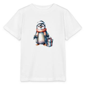 Penguin Christmas Santa Hat Winter Design - Stanley/Stella MINI CREATOR Kids’ T-Shirt - white - Front - Maike (125cm)