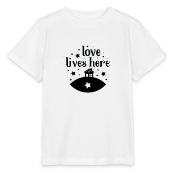 Love lives here - Stanley/Stella MINI CREATOR Kids’ T-Shirt - white - Front - Maike (125cm)