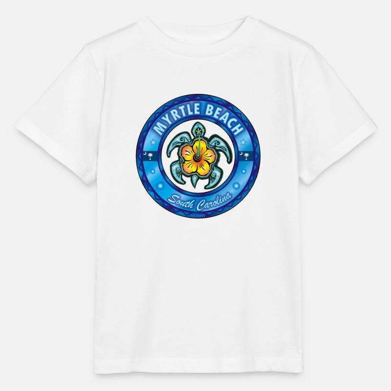 Hibiscus tortue de mer de Myrtle Beach - T-shirt bio MINI CREATOR Stanley/Stella Enfant - blanc