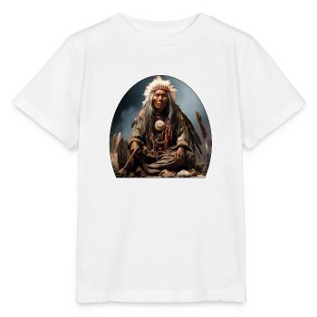 Chef indien avec coiffe de plumes - T-shirt bio MINI CREATOR Stanley/Stella Enfant - blanc - Devant - Maike (125cm)