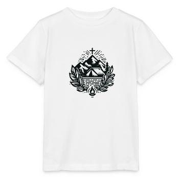 Bergkreuz mit Lorbeer und Feuer - Stanley/Stella Kinder T-Shirt MINI CREATOR  - Weiß - Vorne - Maike (125cm)