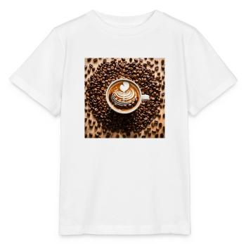 Coffee Bean Latte Art - Stanley/Stella MINI CREATOR Kids’ T-Shirt - white - Front - Maike (125cm)