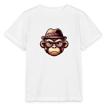 Verspielter Affe mit Brille - Stanley/Stella Kinder T-Shirt MINI CREATOR  - Weiß - Vorne - Maike (125cm)
