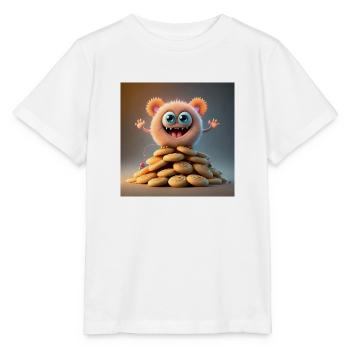 monstre mignon effrayant drôle effrayant assis sur un tas - T-shirt bio MINI CREATOR Stanley/Stella Enfant - blanc - Devant - Maike (125cm)