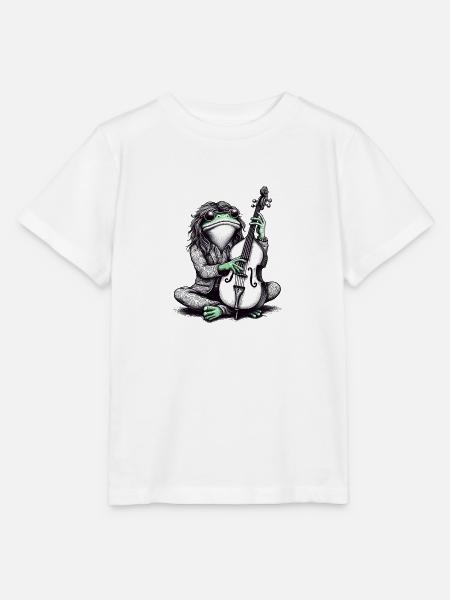 Frosch mit Cello Kontrabass - Stanley/Stella Kinder T-Shirt MINI CREATOR  - Weiß